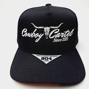 Cowboy Cartel Embroidered Black On Black Mesh SnapBack Curved Bill